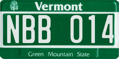 VT license plate NBB014