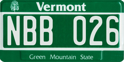 VT license plate NBB026