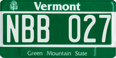 VT license plate NBB027