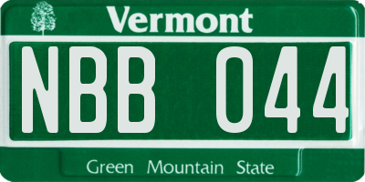 VT license plate NBB044