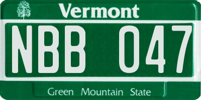 VT license plate NBB047