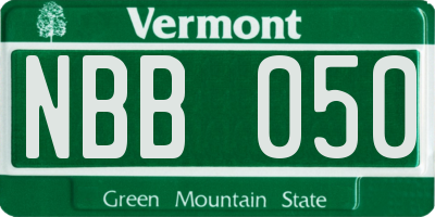 VT license plate NBB050