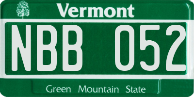 VT license plate NBB052