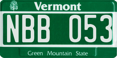 VT license plate NBB053
