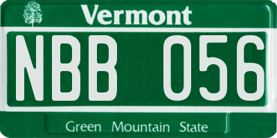 VT license plate NBB056