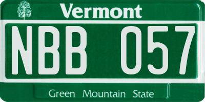 VT license plate NBB057