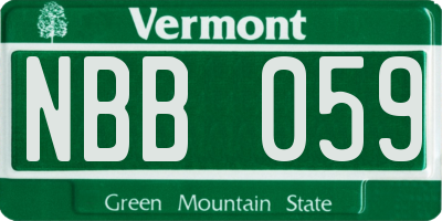 VT license plate NBB059