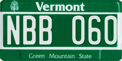 VT license plate NBB060