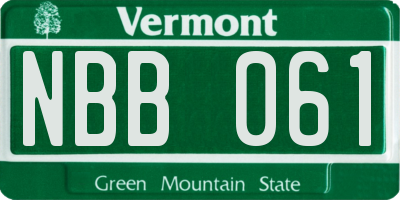 VT license plate NBB061