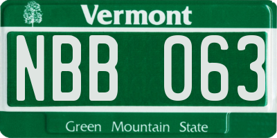 VT license plate NBB063