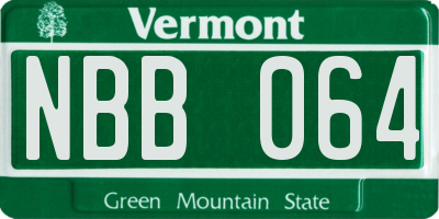 VT license plate NBB064