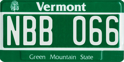 VT license plate NBB066