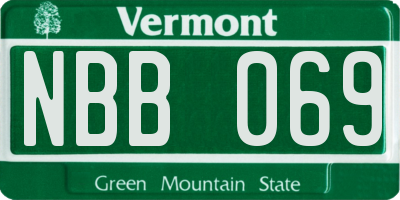 VT license plate NBB069
