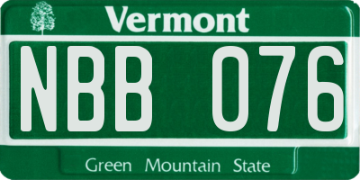 VT license plate NBB076