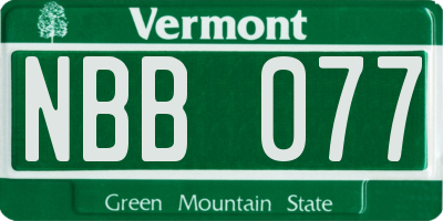 VT license plate NBB077