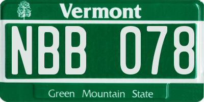 VT license plate NBB078