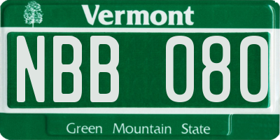 VT license plate NBB080