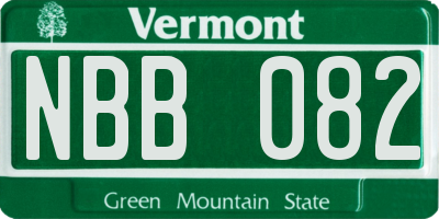VT license plate NBB082