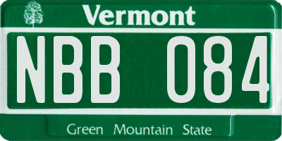 VT license plate NBB084