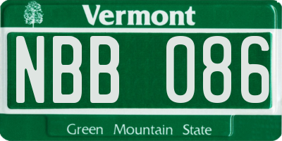 VT license plate NBB086