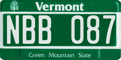 VT license plate NBB087