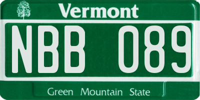 VT license plate NBB089