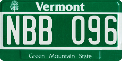 VT license plate NBB096