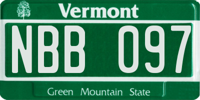 VT license plate NBB097