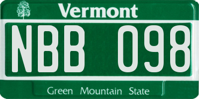 VT license plate NBB098