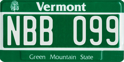 VT license plate NBB099