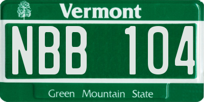 VT license plate NBB104