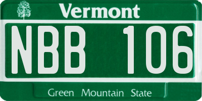 VT license plate NBB106
