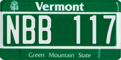 VT license plate NBB117