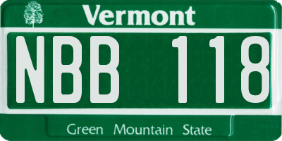 VT license plate NBB118