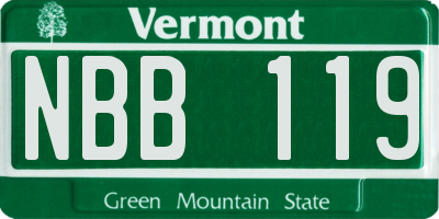 VT license plate NBB119