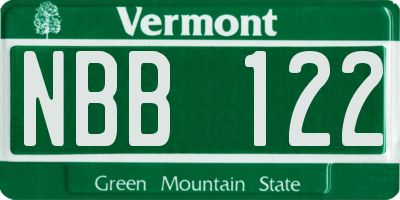 VT license plate NBB122