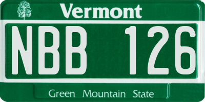 VT license plate NBB126