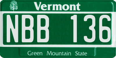 VT license plate NBB136
