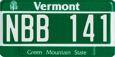 VT license plate NBB141