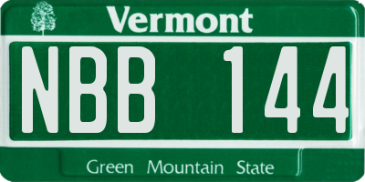 VT license plate NBB144