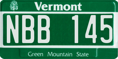 VT license plate NBB145