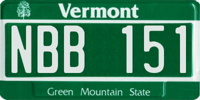 VT license plate NBB151
