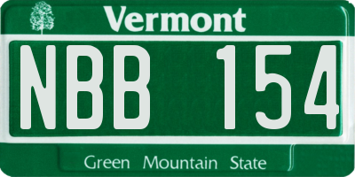 VT license plate NBB154