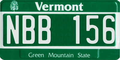 VT license plate NBB156