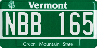 VT license plate NBB165