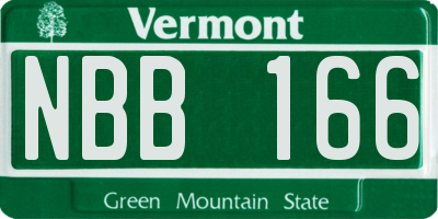 VT license plate NBB166