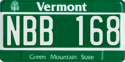 VT license plate NBB168