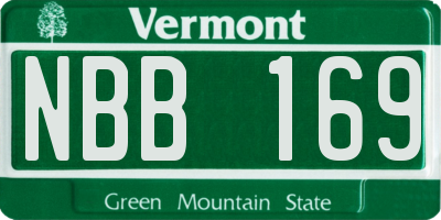 VT license plate NBB169