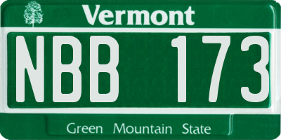 VT license plate NBB173