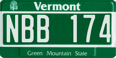 VT license plate NBB174